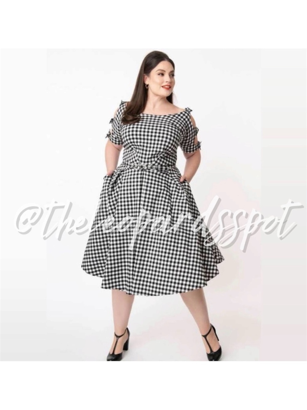UNIQUE VINTAGE Black & White Gingham Check “Selma” Swing Dress